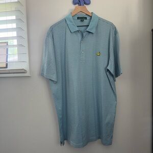 Amen Corner XL Polo Shirt 60’s Two Ply Pima Cotton Sky Blue Stripe Golf Active